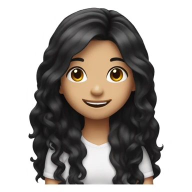 Cute girl with long black hair smiling sticker