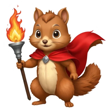 squirrel holding torch with red cape sticker