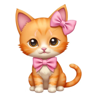 small orange kitten with pink bow sticker