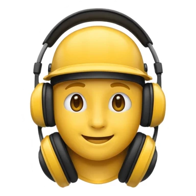 un emoji qui écoute de la musique avec un casque audio avec un léger sourire sticker