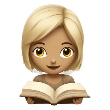 Girl reading a book. In beige tones  sticker