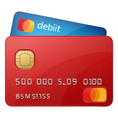 red debit card, modern, subtle shadow sticker