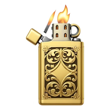 Vintage gold lighter from the Lighter and Princess drama, cinematic lighting, hyper-realistic sticker