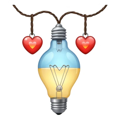 Light bulb with heart strings sticker