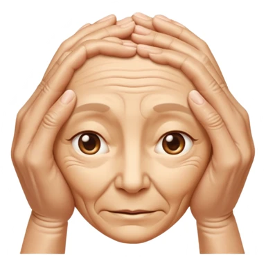 Simple emoji of a face with wrinkles being smoothed by hands, both hands gently stretching the skin, wrinkles visible on one part and smooth skin on the other, clear wrinkle-reducing effect, simple and easy-to-understand icon, no beauty or medical elements

 sticker