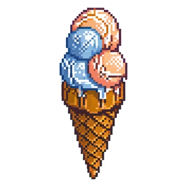 Peach ice cream scoop in a waffle cone sticker