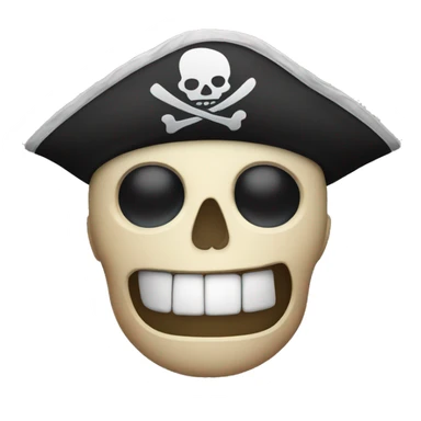 Pirate skull . Rounded teeth . Eye patch  . No bandanna . No glasses  sticker