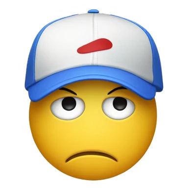 sad smiley face in a sport cap sticker