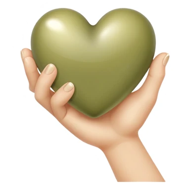 Pale olive heart in the hand sticker