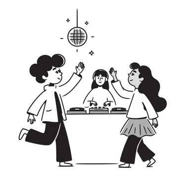 boy dance with older girl at party and DJ watching on it sticker