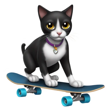 Black cat skating by a beach sticker