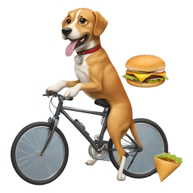 Dog with a bicycle and cheeseburger  sticker