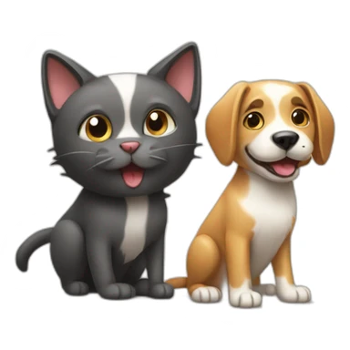 playing cat and dog sticker