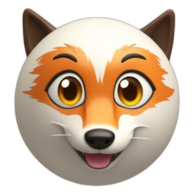 3d sphere with a cartoon Fox skin texture with big playful eyes sticker