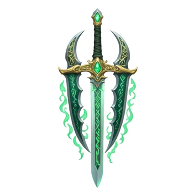 magical greatsword with a Eldritch green fire powers in it sticker