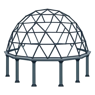 geodesic dome supported by 3 angled columns sticker