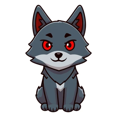 sleepy tired black wolf with red eyes sticker