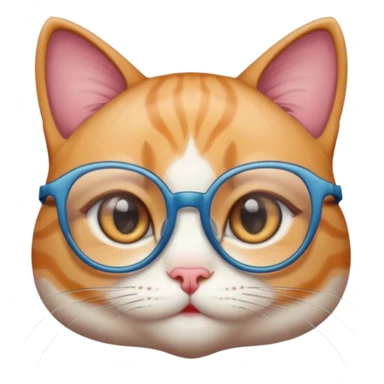 cute girl cat with really big, super thin-framed glasses sticker