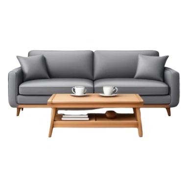 A stylish living room with sofa, coffee table, and decorative items sticker