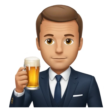 Macron drinking beer sticker