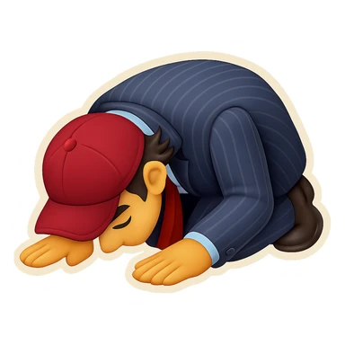 Flip the emoji horizontally so the man is facing the opposite direction, maintaining the 80% realistic, clear, bold, and expressive emoji style. sticker