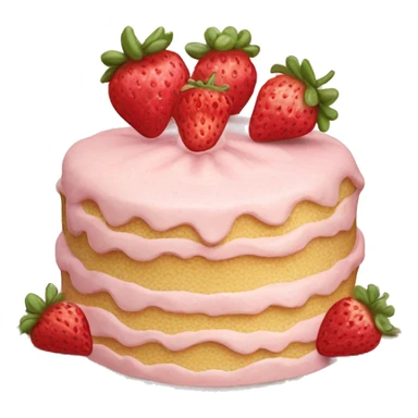 Vintage rococo pale pink strawberry cake sticker