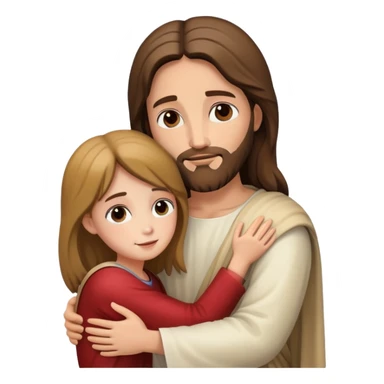 Jesus hugs a girl sticker