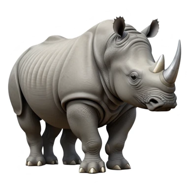 cinematic-rhino-realistic-full-body-standing-emoji,-massive-armored-body-poised-powerfully,-thick-horn-curving-slightly-forward,-head-tilted-dramatically,-rough-grey-hide-covered-in-dust,-simplified-yet-realistic-focused-features,-highly-detailed,-glowing-with-an-almost-sarcastic-glow sticker
