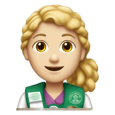 white girl scout selling cookie sticker