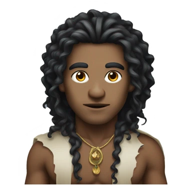 A modern witchdoctor, a male pointed ears with long black curly hair. sticker