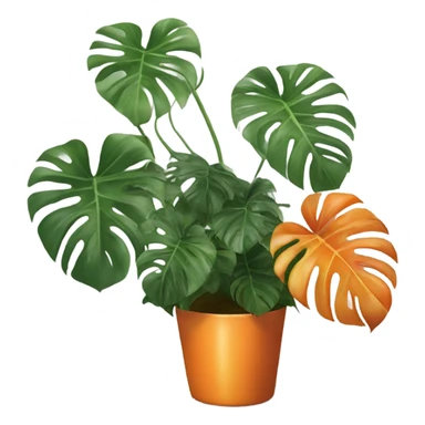 orange monstera plant in pot sticker