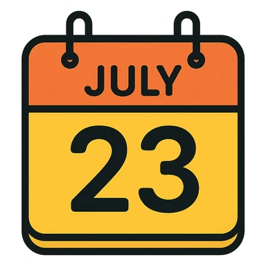 calendar page showing July 23, clean and clear design, modern minimal style sticker