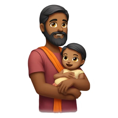 Hindu with beard holding baby girl sticker