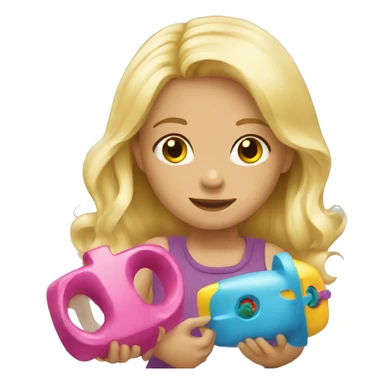 blonde children playing with toys  sticker