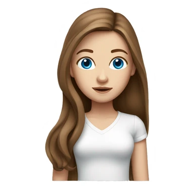White Girl with long brown hair and blue eyes white shirt sticker
