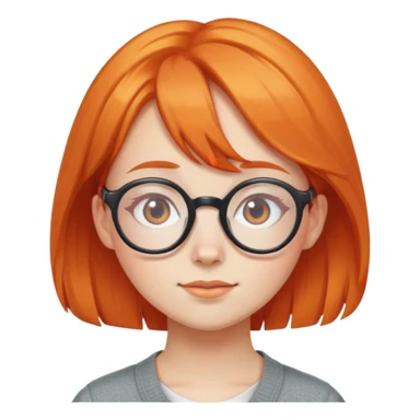orangehaired shy nerd girl with round glasses sticker