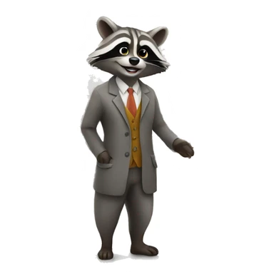 raccoon salesman in a store sticker