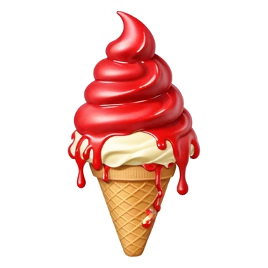 vanilla ice cream cone with strawberry sauces sticker