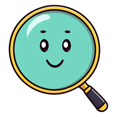 A cute magnifying glass with a happy face sticker