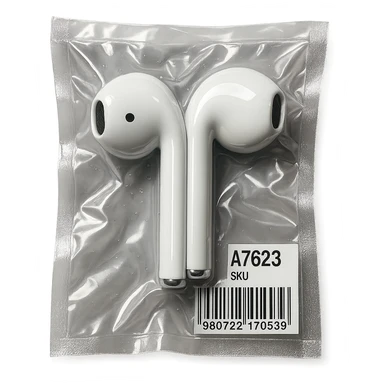 white EarPods headphones, glossy and puffy sticker
