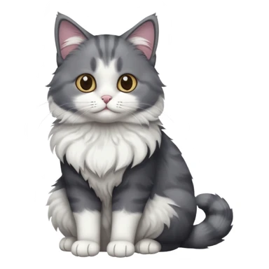 full body dark grey and white cat with white front legs sticker