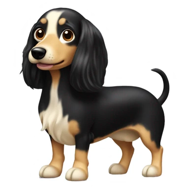 Black and cream long hair weenie dog sticker