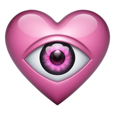 A black heart crystal with a pink eye in the center sticker