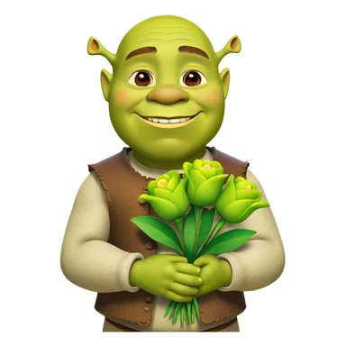 Shrek giving green flowers  sticker