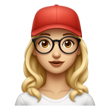 Une fille avec une casquette rouge et une paire de lunette ronde, elle a les yeux plus petit que la norme et elle est mignonne, elle a la peau blanche  sticker