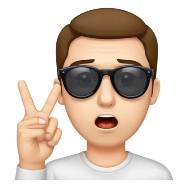 Shocked man with sunglasses and finger putting them down sticker