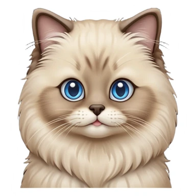 cinematic-adorable-fluffy-brown-seal-ragdoll-cat-portrait-emoji,-head-tilted-cutely-with-big,-sparkling-blue-eyes,-soft-brown-seal-colored-fur-with-darker-points-on-the-ears,-face,-and-paws,-simplified-yet-irresistibly-adorable-features, sticker