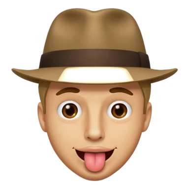 Man wearing fedora with an eyebrow raised and tongue out  sticker
