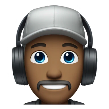 man blue eyes with goatee and snapback, headphones on head sticker