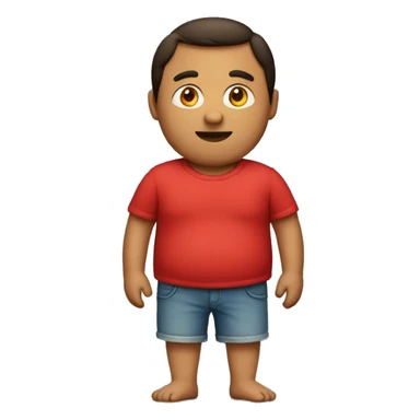 man with belly with red tshirt sticker